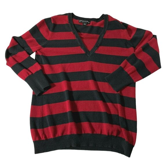 Norton McNaughton Womens Sweater Size Large Red Striped V-Neck Pullover - Picture 7 of 9